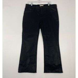 Madewell Womens Mid Rise Kick Out Flare Jeans Size 33 Black Coated Stretch Denim
